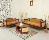 Boston Sheesham Wood Five Seater Sofa Set with Coffee Table Furniselan Brown Finish