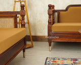 Boston Sheesham Wood Five Seater Sofa Set with Coffee Table Furniselan Brown Finish