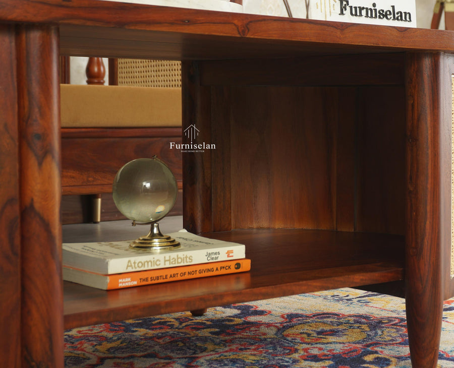 Boston Sheesham Wood Oval Coffee Table Furniselan Brown Finish