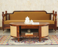 Boston Sheesham Wood Oval Coffee Table Furniselan Brown Finish