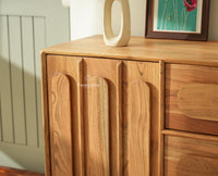 Chicago Solid Wood One  Door Three drawer Storage Cabinet Natural Finish