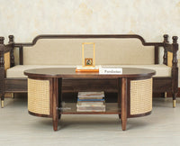 Boston Sheesham Wood Five Seater Sofa Set with Coffee Table Furniselan Grey Finish