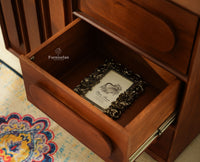 Chicago Solid Wood One  Door Three drawer Storage Cabinet Teak Finish