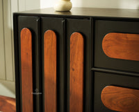 Chicago Solid Wood One  Door Three drawer Storage Cabinet Black Finish
