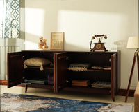 Tirupati Solid Wood Sideboard Cabinet Four Door Furniselan Grey Finish