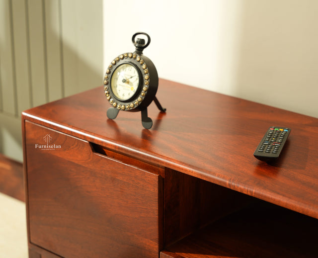 Bressels Wooden Tv Cabinet Media Unit Brown Finish