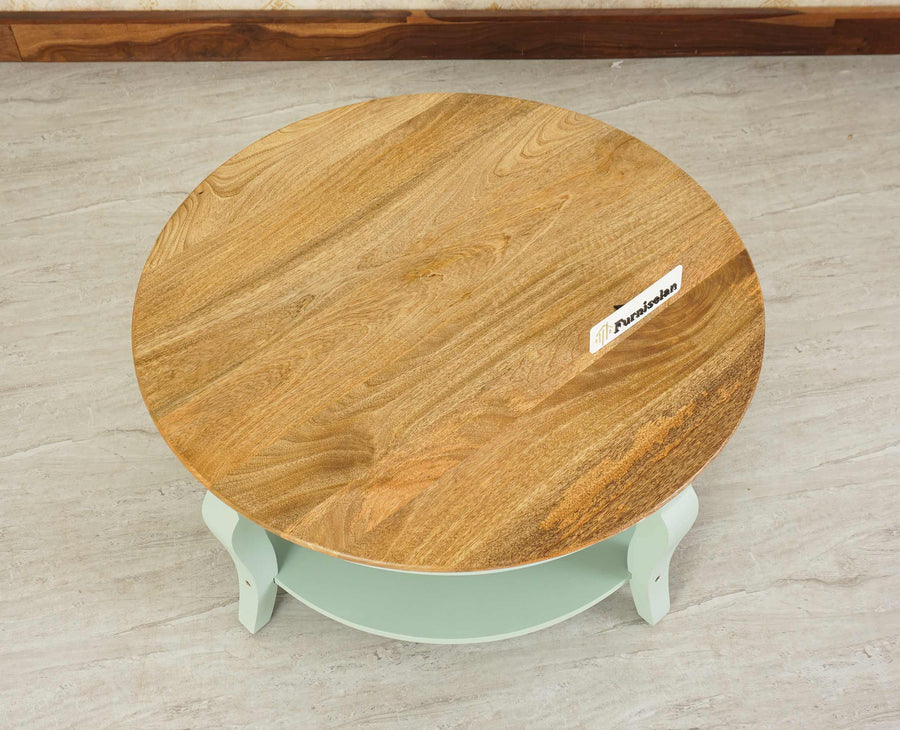 Mumbai Solid Wood Round Coffee Table - Coffee Table - Furniselan Silt Green