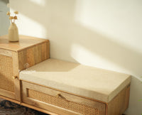 Boston Solid Wood Cane Shoe Storage Bench for Entryway Natural Finish