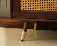 Boston Solid Wood Cane Shoe Storage Bench for Entryway Grey Finish