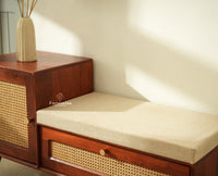 Boston Solid Wood Cane Shoe Storage Bench for Entryway Brown Finish