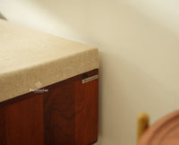 Boston Solid Wood Cane Shoe Storage Bench for Entryway Brown Finish