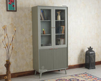 Bengaluru Solid Wood Bookshelf Cabinet four Doors Furniselan Cool Grey