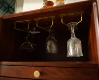 Boston Wooden Rattan Cane Mini Bar Cabinet with Storage Brown Finish