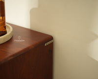 Boston Wooden Rattan Cane Mini Bar Cabinet with Storage Brown Finish