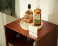 Boston Wooden Rattan Cane Mini Bar Cabinet with Storage Brown Finish