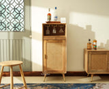 Boston Wooden Rattan Cane Mini Bar Cabinet with Storage