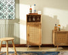 Boston Wooden Rattan Cane Mini Bar Cabinet with Storage Natural FinishFurniselan