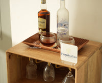 Boston Wooden Rattan Cane Mini Bar Cabinet with Storage Natural Finish