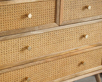 Boston Solid Wood Rattan Cane Chest of Drawer Four Drawer Furniselan Natural Finish
