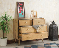 Boston Solid Wood Rattan Cane Chest of Drawer Four Drawer Furniselan Natural Finish