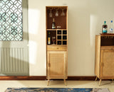 Boston Wooden Rattan Cane Tall Bar Cabinet with Storage
