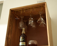 Boston Wooden Rattan Cane Tall Bar Cabinet with Storage Natural Finish