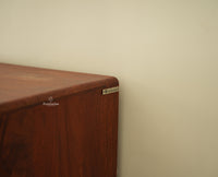 Boston Wooden Rattan Cane Tall Bar Cabinet with Storage Brown Finish