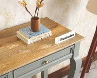 Mumbai Solid Wood Two Drawer Console Table Furniselan Cool Grey
