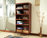 Boston Solid Wood Large Bookshelf for Office,Study Room, Livingroom brown finish