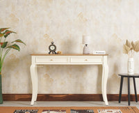 Mumbai Solid Wood Two Drawer Console Table Furniselan Frosty White