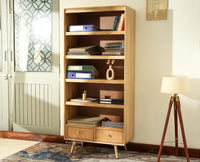 Boston Solid Wood Large Bookshelf for Office,Study Room, Livingroom natural finish