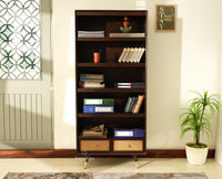 Boston Solid Wood Large Bookshelf for Office,Study Room, Livingroom grey finish