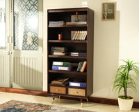 Boston Solid Wood Large Bookshelf for Office,Study Room, Livingroom grey finish