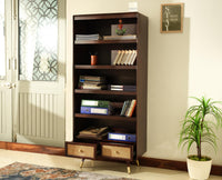 Boston Solid Wood Large Bookshelf for Office,Study Room, Livingroom grey finish