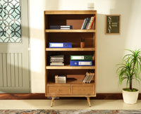 Boston Solid Wood Bookshelf for Office,Study Room, Livingroom Natural Finish