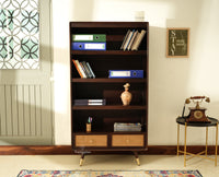 Boston Solid Wood Bookshelf for Office,Study Room, Livingroom Grey Finish