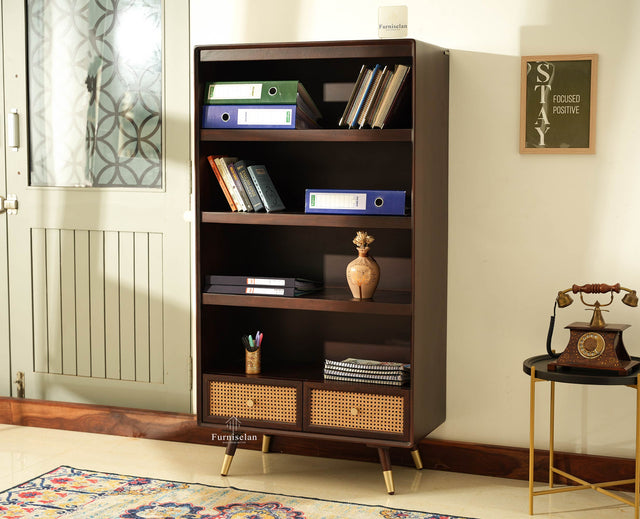 Boston Solid Wood Bookshelf for Office,Study Room, Livingroom Grey Finish