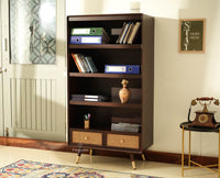 Boston Solid Wood Bookshelf for Office,Study Room, Livingroom Grey Finish