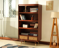 Boston Solid Wood Bookshelf for Office,Study Room, Livingroom Brown Finish