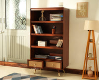 Boston Solid Wood Bookshelf for Office,Study Room, Livingroom Brown Finish