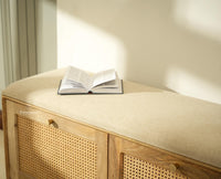 Boston Solid Wood Flip Door Shoe Storage Bench Natural Finish