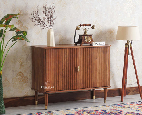 Eiffel Solid Wood Two Door Sideboard Cabinet - Sideboard - Furniselan - Brown Finish