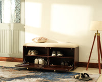 Boston Solid Wood Flip Door Shoe Storage Bench Grey Finish