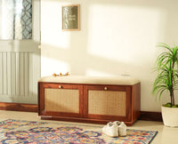 Boston Solid Wood Flip Door Shoe Storage Bench Brown Finish