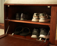 Boston Solid Wood Flip Door Shoe Storage Bench Brown Finish