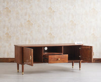 Eiffel Solid Wood TV Cabinet Two Door & One Drawer - Tv Cabinet - Furniselan - Teak-Finish