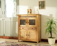 Alexandria Solid Wood Bar Cabinet Natural Finish