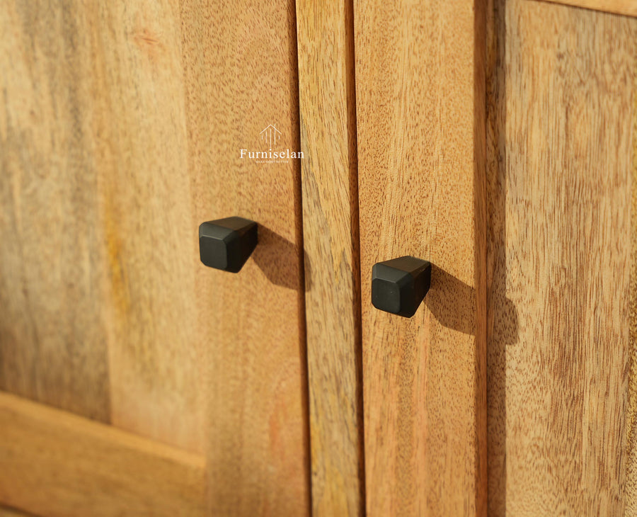Alexandria Solid Wood Bar Cabinet Natural Finish