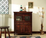Alexandria Solid Wood Bar Cabinet Natural Finish Grey Finish