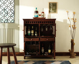Alexandria Solid Wood Bar Cabinet Natural Finish Grey Finish